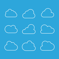 Clouds line icon. Storage solution element, databases, networking, software image, cloud and meteorology concept. Vector line art illustration.