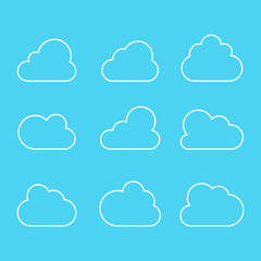 Clouds line icon. Storage solution element, databases, networking, software image, cloud and meteorology concept. Vector line art illustration.