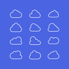Clouds line icon. Storage solution element, databases, networking, software image, cloud and meteorology concept. Vector line art illustration.
