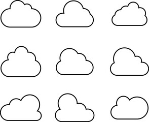 Clouds line icon. Storage solution element, databases, networking, software image, cloud and meteorology concept. Vector line art illustration.