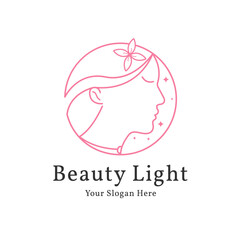 Beautiful woman logo design with beautiful pink color suitable for use as spa logos, cosmetics etc