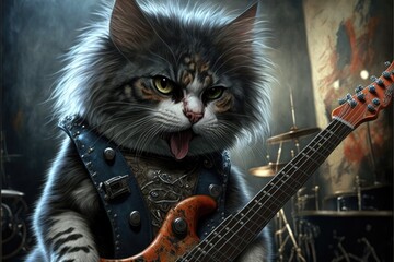 Rocker cat made with generative ai
