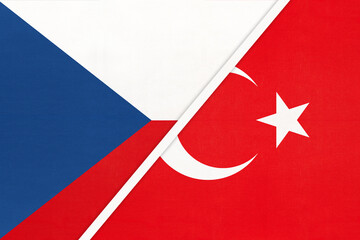 Czech Republic and Turkey, symbol of country. Czechia vs Turkish national flags.