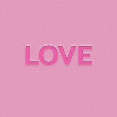 Love pink vector, pink plain background, papercut love pink.
