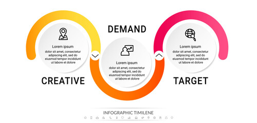 Business vector infographic design template. Circle timeline with icons and 3 three arrows or steps. Used for process diagram, presentations, workflow layout, info graph, banner, flow chart