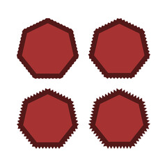 Zigzag Edge Red Heptagon Stroke Shapes