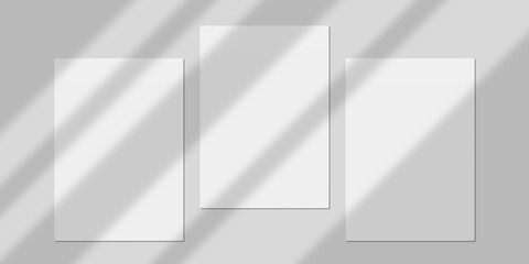 Realistic Blank Paper with Shadow Overlay for Mockup. 3D Render.