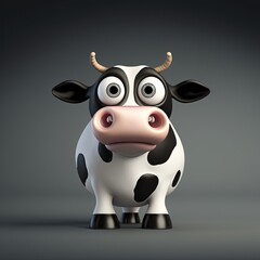 Naklejka premium Cute Cartoon Jersey Cow (Generative AI)