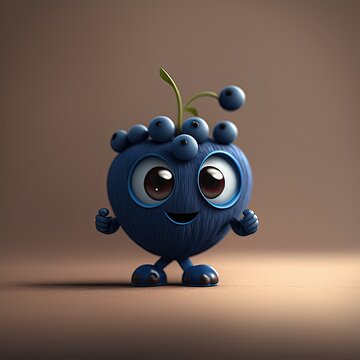 Cute Cartoon Blueberry Character