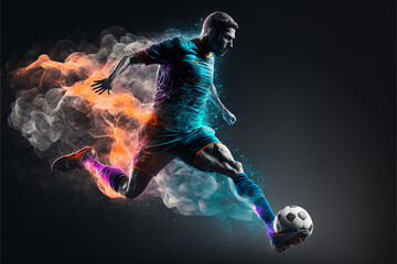 Captivating and Dynamic Illustration of a Soccer Player Showcasing Their Skills in a High-energy Game Action (AI Generated)