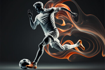 Captivating and Dynamic Illustration of a Soccer Player Showcasing Their Skills in a High-energy Game Action (AI Generated)