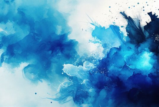 Premium AI Image  A close up of a blue and white watercolor paint splatter  generative ai