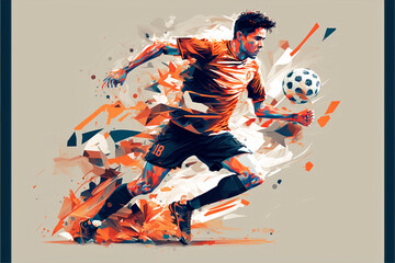 Captivating and Dynamic Illustration of a Soccer Player Showcasing Their Skills in a High-energy Game Action (AI Generated)