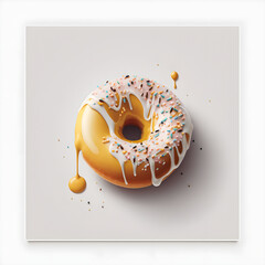 doughnuts on white background, perfect for advertising, packaging, menus, cookbooks. Highlighting texture & details, shot from above, high-res suitable for printing, posters, banners & more