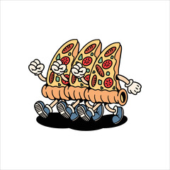 pizza gank cartoon vector design