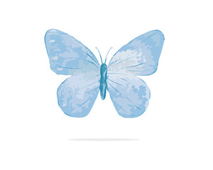 blue butterfly isolated on white watercolor brush 