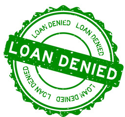 Grunge green loan denied word round rubber seal stamp on white background