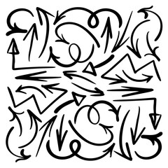 hand drawn arrows icons set on white
