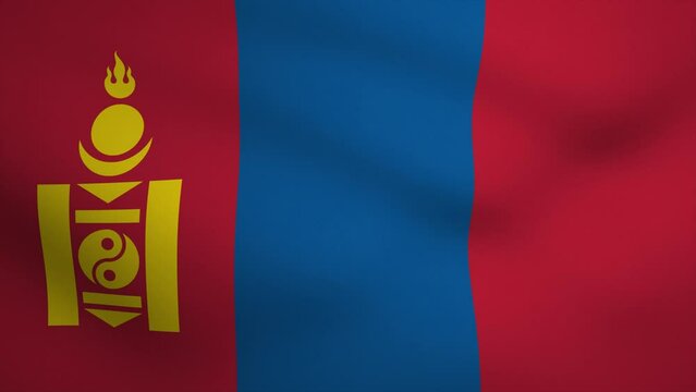 Mongolia Waving Flag Background Animation. Looping seamless 3D animation. Motion Graphic