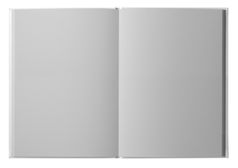 白い本の見開きページ、影なしテンプレート