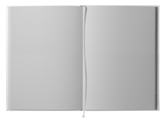 栞付きの白い本、見開きページの影なしテンプレート