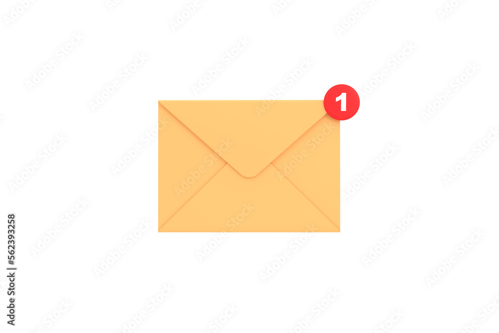 Aufkleber 3d. mail envelope with notification new message. envelope email unread.