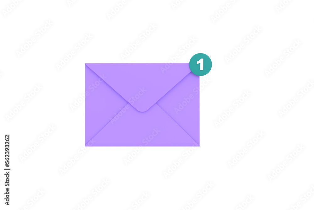Poster 3d. mail envelope with notification new message. envelope email unread.