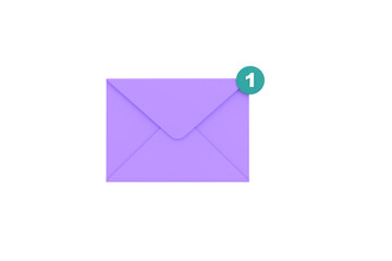 3d. mail envelope with notification new message. envelope email  unread.