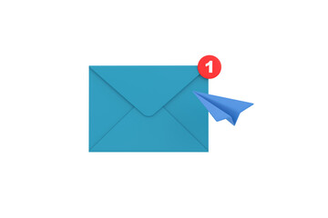 3d. mail envelope icon with paper plane isolated.