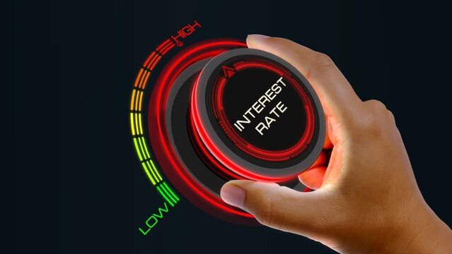Interest_rate concept with knob button changing best to poor and reverse