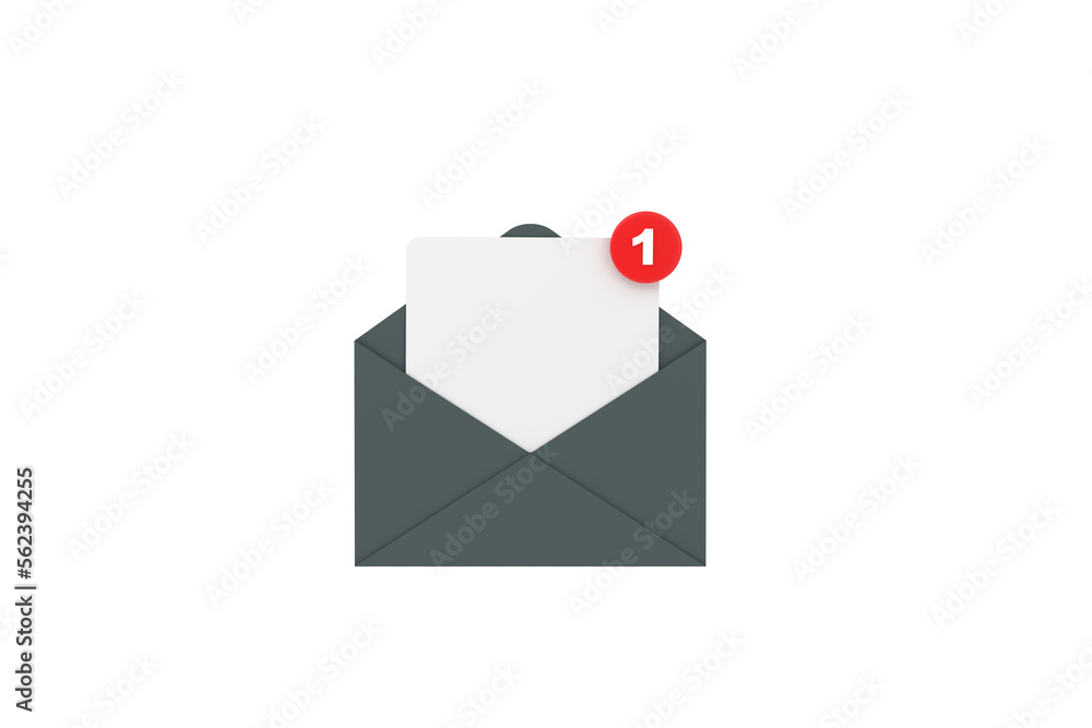 Aufkleber 3d. mail notification one new email message in the inbox concept isolated.