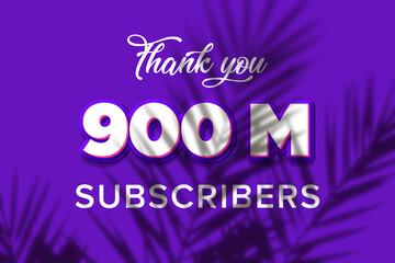 900 Million  subscribers celebration greeting banner with Purple and Pink Design