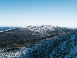 View of winter landscape around Plechý, Šumava National Park, Czech Republic.