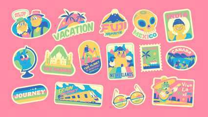 Travel Vector Retro Stickers Pack