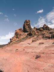 Red and brown rock formations in Roques de Garcia, Teide National Park, Tenerife.