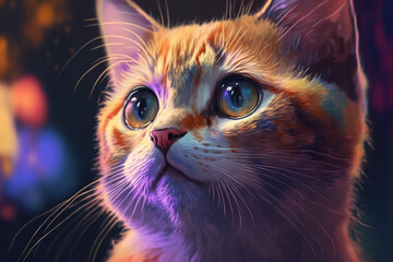cute cat kitten on a table starring at it's pet owner generative ai 