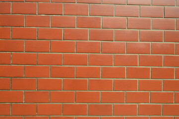 red brick wall background, smooth surface 