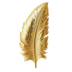 Plume d'oiseau dorée sur fond transparent - illustration IA