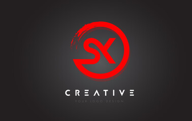 SRed X Circular Letter Logo with Circle Brush Design and Black Background.