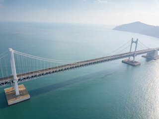 드론을 통해 하늘에서 바라본 부산의 광안대교