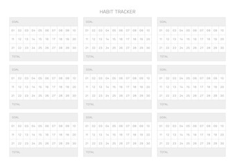 Note, scheduler, diary, calendar planner document template illustration. Habit tracker.