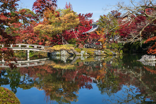 Autumn leaves at Eikando temple, Kyoto, Japan