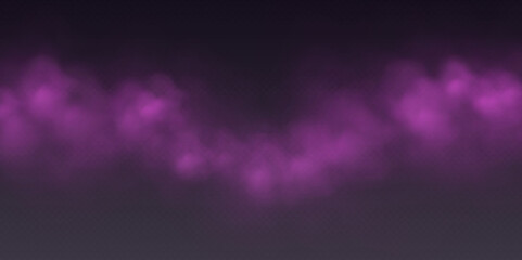 Pink smoke, colorful fog, realistic smog, haze, mist or cloudiness effect isolated on transparent background. Colored powder concept, holi celebration background. Vector illustration.