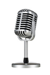 Vintage silver microphone cut out, without background - obrazy, fototapety, plakaty
