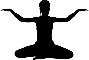 yoga in silhouette vector art on background