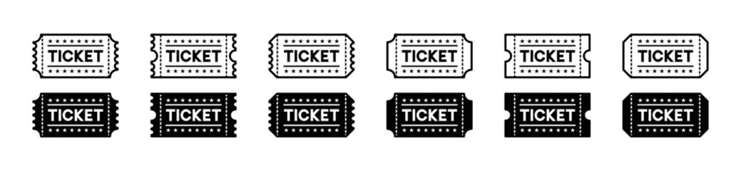 Ticket icon vector set. Coupon ticket icon. Ticket symbol with line or outline and flat style for apps and websites, vector illustration