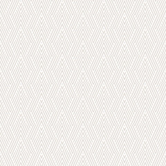 Subtle vector geometric lines pattern. Abstract light beige and white graphic striped ornament. Simple geometry, stripes, zigzag, chevron. Retro style linear background. Minimal repeat geo design