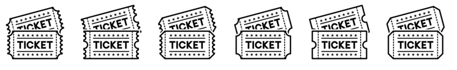 Ticket icon vector set. Coupon ticket icon. Couple ticket symbol with line or outline style for apps and websites, vector illustration