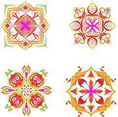 Indian colorful; mandala ornamentation design. Asian traditional mehandi style decor.
