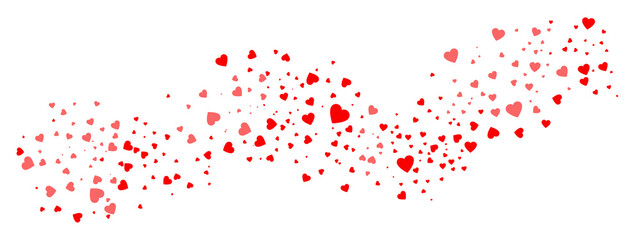 Love valentine background with red petals of hearts on isolated background. Vector banner, postcard, background.The 14th of February. Vector EPS 10